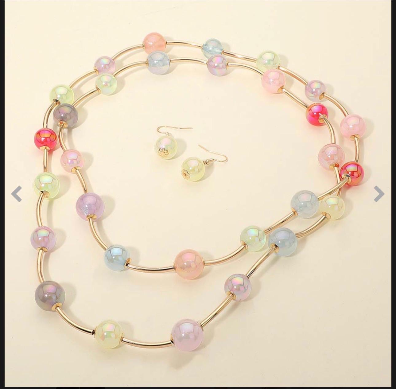 Pastel Glow Beaded Necklace Set